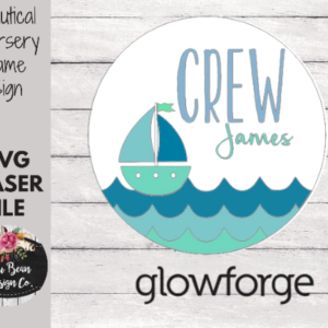 Sailboat Waves Baby Nursery Name Sign Digital Cut File Laser Wood svg pdf jpg dxf cutting template door hanger