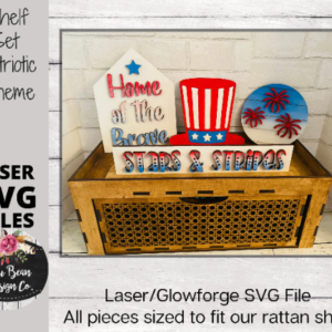 Patriotic July 4th Fireworks Decor Shelf Sitter Set SVG Wood Glowforge Digital Cut File Laser Wood Cutting Interchangeable