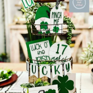 St. Patrick’s Day Tier Tiered Tray Kit Wood Glowforge File Sign Digital Cut File Laser Cutting svg jpg