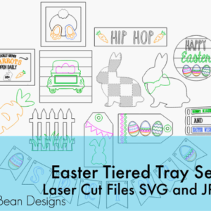 Easter Bunny Buffalo Check Plaid Egg Tier Tiered Tray Kit Wood Glowforge File Sign Digital Cut File Laser Cutting svg jpg