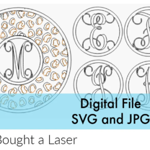 Leopard Pattern Circle Round Monogram Sign Digital Cut File Laser Wood Cutting svg door hanger template