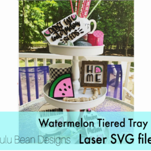 Watermelon Summer Wood Tag Tags Tier Tiered Tray Sign Round Digital Cut File Laser Wood Cutting svg pdf jpg dxf