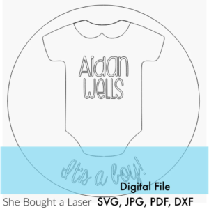 Baby Bodysuit Clothes Jumper It’s a Boy Girl Name Sign Digital Cut File Laser Wood cutting svg dxf pdf jpg door hanger template