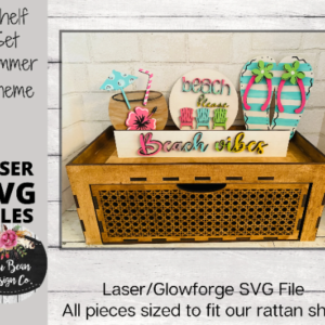 Beach Summer Flip Flop Cocktail Decor Shelf Sitter Set SVG Wood Glowforge Digital Cut File Laser Wood Cutting Interchangeable