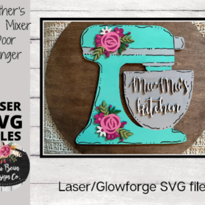 Mixer Baking Floral Flowers Mother’s Day Digital Cut File Laser Wood Cutting svg pdf jpg dxf door hanger template
