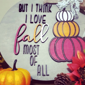 I Love Fall Most of All Pumpkin Topiary Digital Cut File Laser Wood Cutting svg pdf jpg dxf door hanger template