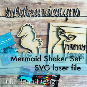 Mermaid Sea Horse Shaker Set Frame Shiplap Kit Wood Glowforge File Sign Digital Cut File Laser Cutting svg