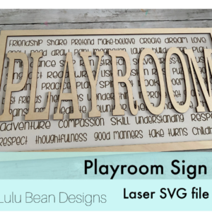 Playroom Sign Digital Cut File Laser Wood SVG cutting template Glowforge