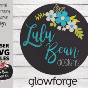 Floral Nursery Round Name Sign SVG Laser Glowforge Digital Cut File Wood template door hanger