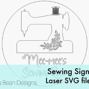 Sewing Machine Craft Room Floral Flowers Mother’s Day Digital Cut File Laser Wood cutting SVG door hanger template