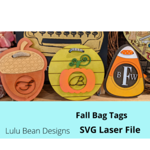 Fall Theme Bogg Bag Tags Monogram Monogrammed Kit Wood Glowforge SVG File Digital Cut Laser Cutting
