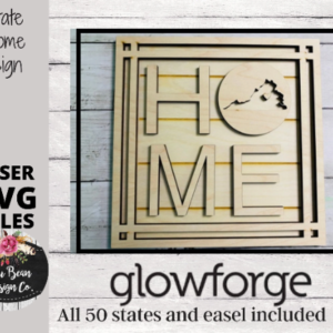 Home Framed Sign with State and heart Shiplap Wood Glowforge File Digital Cut File Laser Cutting SVG