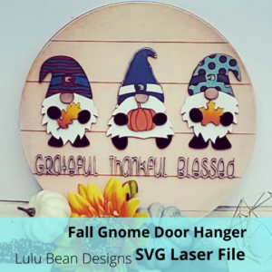 Gnome Pumpkin Fall Round Thankful Grateful Blessed Sign Digital Cut File Laser Wood Cutting svg jpg dxf pdf