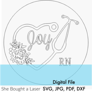 Nurse Medical Stethoscope Sign Digital Cut File Laser Wood cutting svg dxf pdf jpg door hanger template