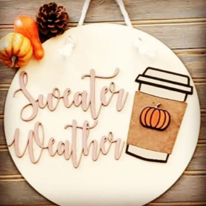 Sweater Weather PSL Pumpkin Spice Latte Coffee Sign Digital Cut File Laser Wood Cutting svg jpg dxf pdf