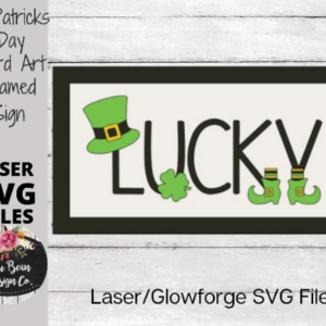 St Patricks Day Lucky Word Art Rectangle Sign SVG File Digital Laser Wood Glowforge template