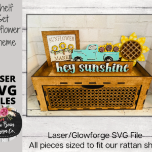 Sunflower Summer Truck Flower Market Decor Shelf Sitter Set SVG Wood Glowforge Digital Cut File Laser Wood Cutting Interchangeable