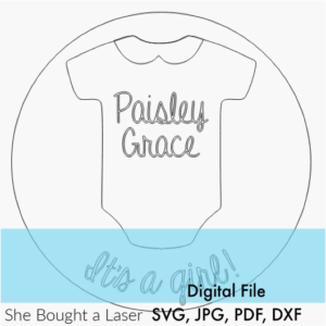 Baby Bodysuit Clothes Jumper It’s a Boy Girl Name Sign Digital Cut File Laser Wood cutting svg dxf pdf jpg door hanger template