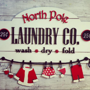 North Pole Laundry Company Santa Suit Clothes Sign SVG laser file Wood Digital Cutting Glowforge