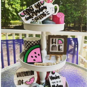 Watermelon Summer Wood Tag Tags Tier Tiered Tray Sign Round Digital Cut File Laser Wood Cutting svg pdf jpg dxf