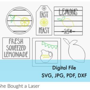 Lemonade Tier Tiered Tray Mini Signs Wood Tag Tags Digital Cut File Laser Wood Cutting svg pdf jpg dxf template
