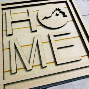 Home Framed Sign with State and heart Shiplap Wood Glowforge File Digital Cut File Laser Cutting SVG