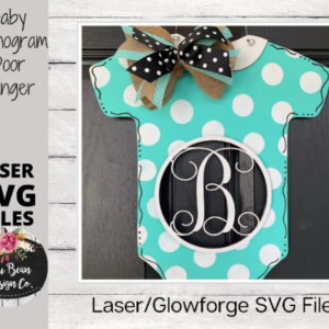 Baby Bodysuit Clothes Jumper Monogram Sign Door Hanger SVG file Laser Wood template