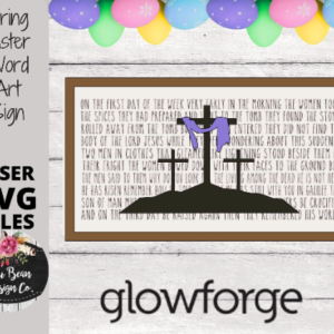 Easter Spring Cross Jesus Scripture Engraved Word Sign SVG Digital Cut File Laser Glowforge Wood