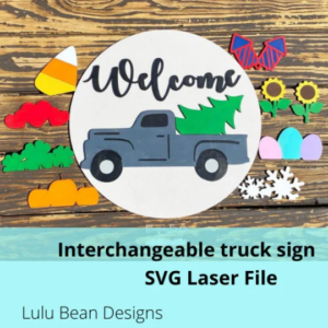 Interchangeable Vintage Truck Attachments Digital Cut File Laser Wood Cutting svg pdf jpg dxf door hanger template