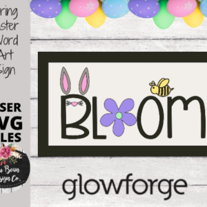 Spring Easter Bunny Word Art Rectangle Sign SVG File Digital Laser Wood Glowforge template