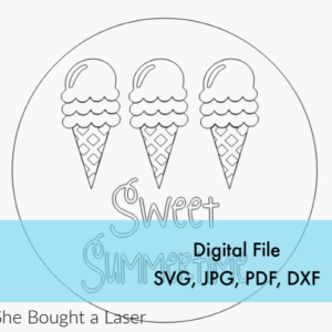 Ice Cream Cone Sweet Summer Summertime Patriotic SVG File Door Hanger Template Sign Digital Cut File Laser Wood cutting