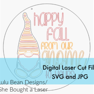 Happy Fall Gnome Door Hanger Sign Digital Cut File Laser Wood Cutting svg jpg Glowforge
