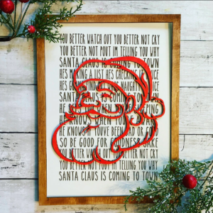 Santa Claus is Coming to Town Lyrics Sign SVG Glowforge Digital Cut File Laser Wood cutting template