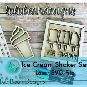 Ice Cream Cone Shaker Set Frame Shiplap Kit Wood Glowforge File Sign Digital Cut File Laser Cutting svg