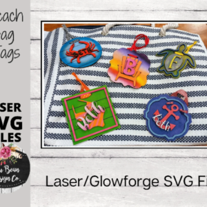Beach Theme Bogg Bag Tags Monogram Monogrammed Kit Wood Glowforge SVG File Digital Cut Laser Cutting