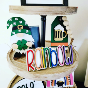 St. Patrick’s Day Rainbow Beer Tier Tiered Tray Kit Wood Glowforge File Sign Digital Cut File Laser Cutting svg jpg