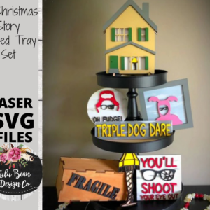 A Christmas Story Inspired Ralphie Leg Lamp Tiered Tray Kit SVG Laser Glowforge file Sign Shiplap Wood Digital Cut