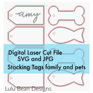 Stocking Tags Wood Family Names Pets Dog Cat Christmas Ornaments Personalized Digital Cut File Laser Cutting svg jpg Glowforge