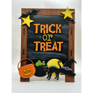 Trick or Treat Halloween Interchangeable Chalkboard Sandwich Board Set SVG file Digital Cut File Laser Wood Cutting template
