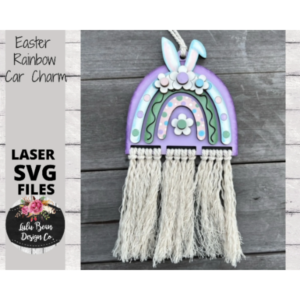 Easter Bunny Rainbow Macrame Car Charm SVG laser Glowforge File Digital