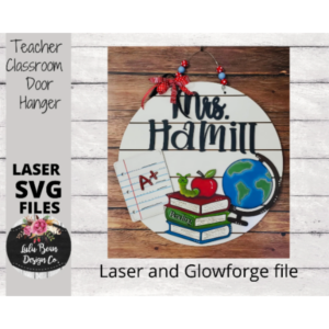 Teacher Classroom School Sign Door Hanger SVG Laser file Wood Digital Cutting Glowforge