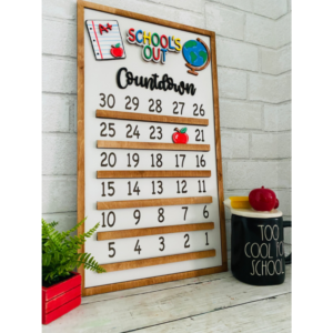 School Countdown Calendar SVG Interchangeable Laser file Wood Digital Cutting Glowforge