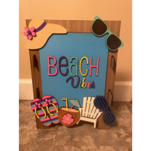 Beach Vibes Summer Interchangeable Chalkboard Sandwich Board Set SVG file Digital Cut File Laser Wood Cutting template