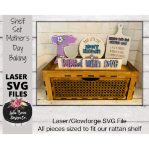 Mother’s Day Baking Decor Shelf Sitter Set SVG Wood Glowforge Digital Cut File Laser Wood Cutting