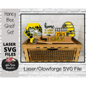 Bee Themed Decor Shelf Sitter Set SVG Wood Glowforge Digital Cut File Laser Wood Cutting Interchangeable