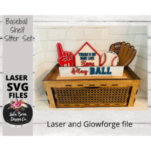 Baseball Decor Shelf Sitter Set SVG Wood Glowforge Digital Cut File Laser Wood Cutting Interchangeable