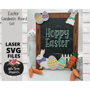 Hoppy Easter Interchangeable Chalkboard Sandwich Board Set SVG file Digital Cut File Laser Wood Cutting template