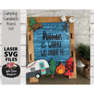 Camping Interchangeable Chalkboard Sandwich Board Set SVG file Digital Cut File Laser Wood Cutting template