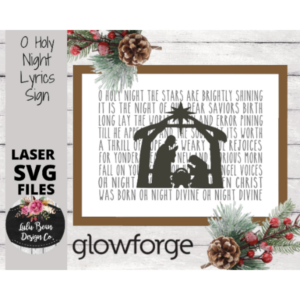 O Holy Night Lyrics Engraved Word Sign Digital Cut File Laser Wood SVG cutting template Glowforge
