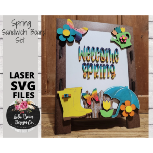 Spring Interchangeable Chalkboard Sandwich Board Set SVG file Digital Cut File Laser Wood Cutting template